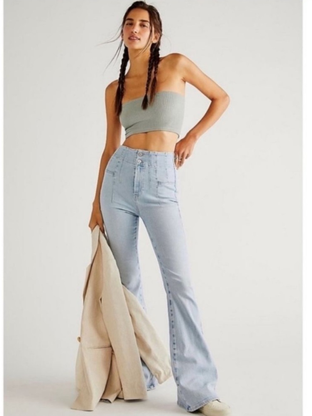 Free People Jayde Flare Jeans in Washed Out Blue Size 29